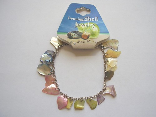 Concha multicolores pulsera con dijes de cadena de 7 pulgadas