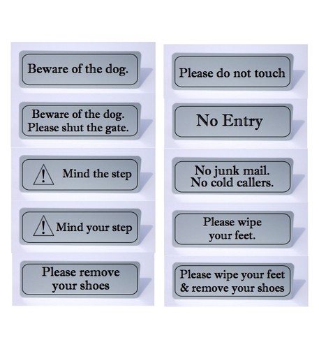 HOME OR OFFICE VITAL SIGNS Ring Bell Knock No Junk Mail Close Door No Shoes
