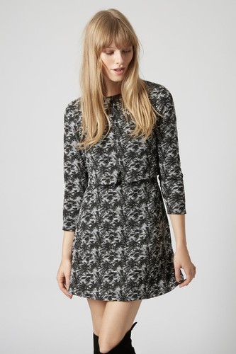 TOPSHOP JACQUARD NOTCH OVERLAY DRESS