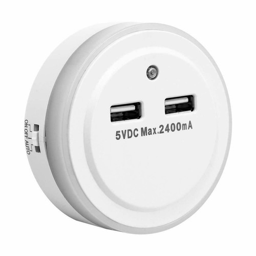Night Light Plug In Ambient DEL Nightlight Double USB Chargeur Auto Timer Fonction