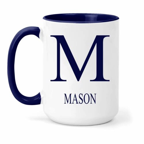 Gift in Many Colours For Tea or Coffee Mason Name /& Initial Mug