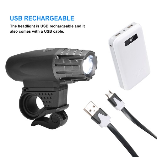 LED Bicycle Bright Bike USB Rechargeable Front Headlight and 2Rear TailLight Set