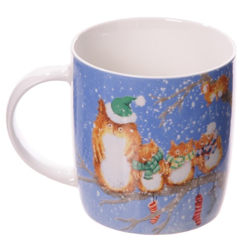 Jan Pashley Christmas Owls Single Bone China Mug Bone China Gift Box xmug10