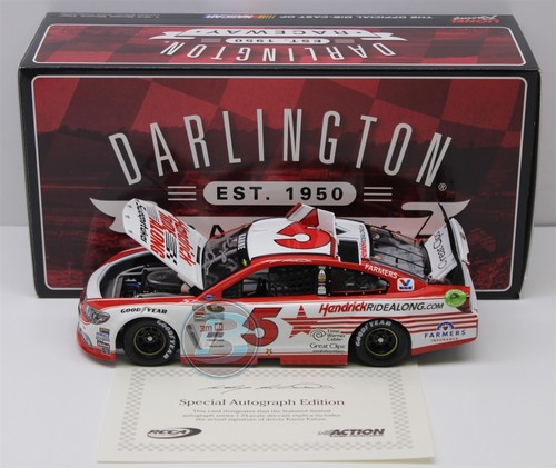KASEY KAHNE #5 2015 AUTOGRAPHED DARLINGTON THROWBACK 1//24 SCALE NEW FREE SHIP