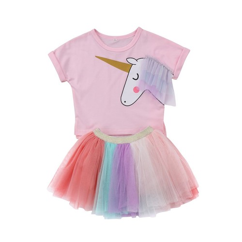 Ready to Ship from Ohio S-078 Pink//Rainbow Unicorn TuTu Set Free Shipping
