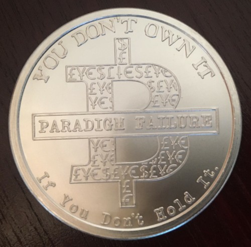 1 oz ONE Silver Shield Bitcon Bitcoin 2014 RARE Rounds BU Mint in holder