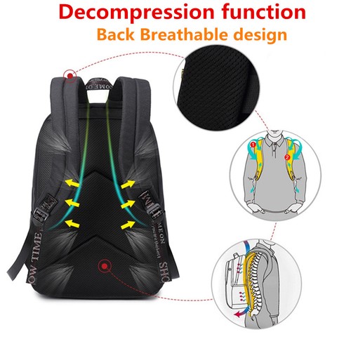 Rucksack USB Port Herren Damen Sport Reise Schule Laptop Tasche Schulranzen Bag