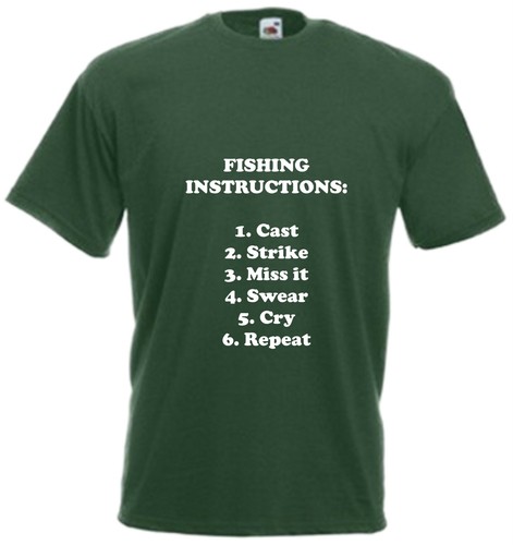 Fishing Instructions T-Shirt Funny Fishing Birthday Gift Mens Womens Top Present