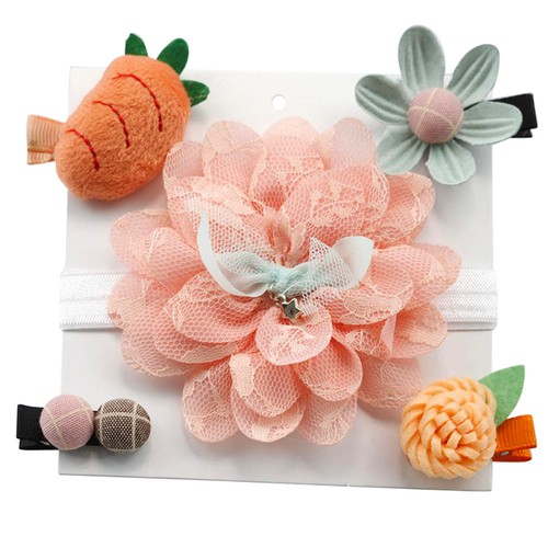 5Pcs Kids Infant Hairpin Hairband Baby Girl Bow Barrettes Hair Clip Headband Set