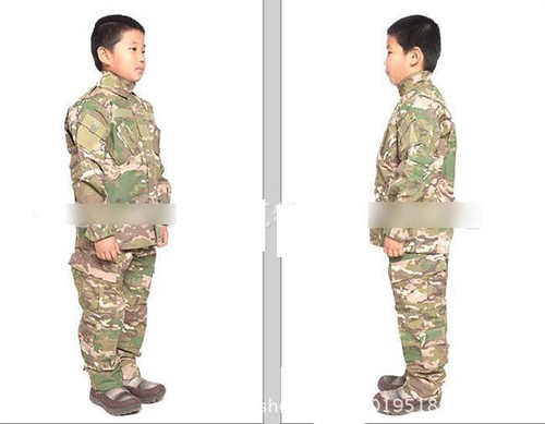 7475 Kids Camo Uniform Boys CS Tactical Military Outfits Training Jacket+Pants