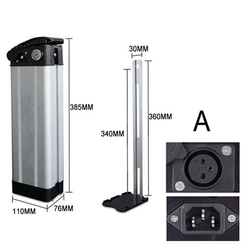 E-bike Battery Box Plastic Case for 36V//48V Large Capacity 18650 Holder Silver