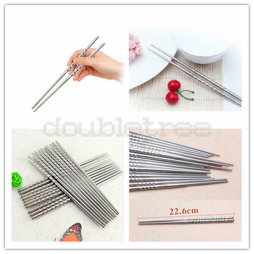 1 Pair Chopsticks Metal reusable Chinese Style Stainless L0Z0 Stäbch Steel M6B6