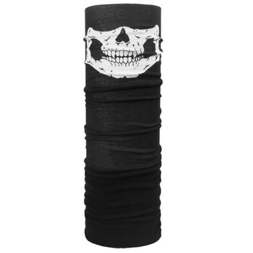 Half Skull Face Mask Skeleton Bandana Neck Warmer Tube Snood Black Biker