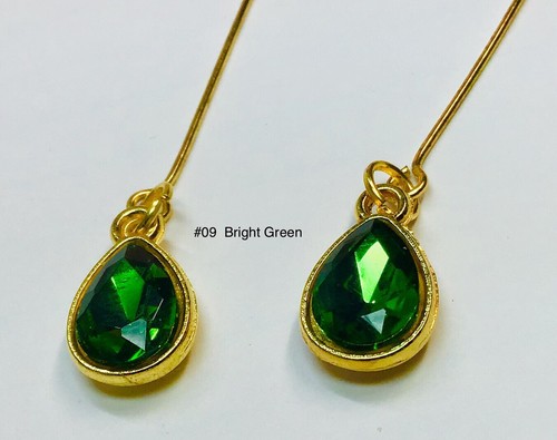 Bright Green Glass Rhinestone Repro Earrings Fits All Madame Alexander Dolls #09