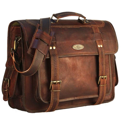 18 Inch Rustic Vintage Leather Messenger Bag Laptop Bag Briefcase Satchel Bag