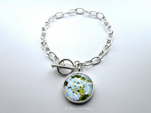 Forget Me Not Photo Art Earrings Bracelet Pendant Brooch Keyring Jewellery