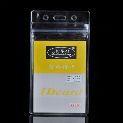 10 PCs Clear Plastic Vertical Waterproof Name Tag Zipper ID Card Holder M/&C