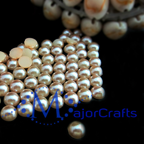 1800pcs Light Brown 1.5mm Flat Back Half Round Resin Pearls Nail Art Gems C24