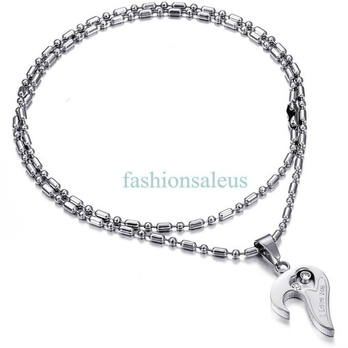 New Stainless Steel/"I Love You/"Matching Hearts Couple/'s Pendant Necklace Silver