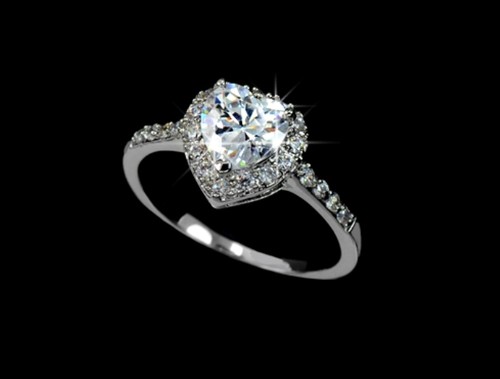 Luxus Verlobungsring Herz Weißgold plattiert vergoldet Damen Ring silberfarbig