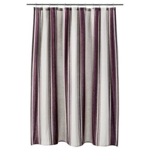 Threshold Red Taupe and Tan Stripe Fabric Shower Curtain 72/" x 72/" NIP