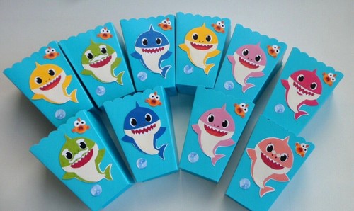 Baby Shark Party Favors baby shower SET OF 10 popcorn-candy boxes birthday