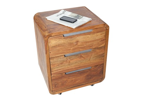 Rollcontainer Schubladenschrank Holz Massivholz Sheesham 60cm Massiv Büroschrank