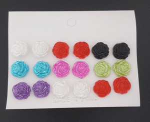 1 Paar Vintage Rosen Ohrstecker Ohrringe Rose Blüten Ohrschmuck Freie Farbwahl