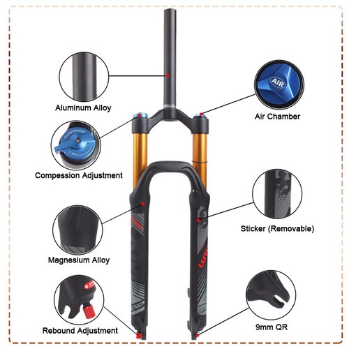 26//27.5//29/" 120mm Travel Rebound Adjust MTB Bike Air Shock Suspension Fork 1-1//8