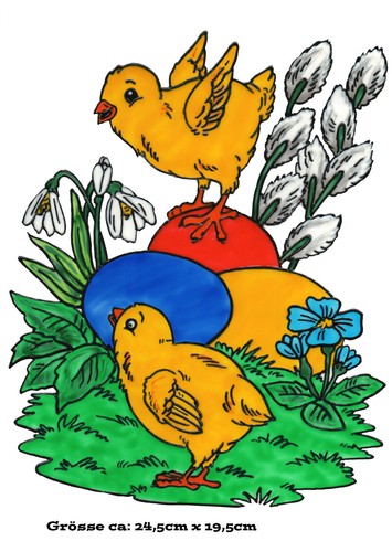 291 Handarbeit Window Color Bild Fensterbild Fensterfolie Ostern Osterküken