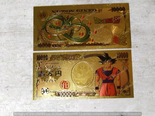 x2 Dragon Ball Z Gohan Goku Banknote Gold Yen Collectible Japan No Bandai Card