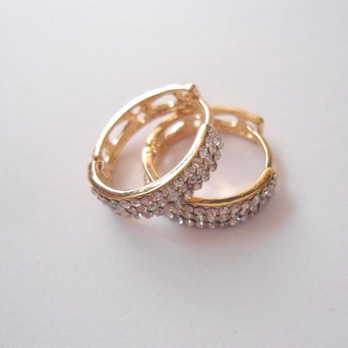 343 M ORECCHINI DONNA CERCHI Colore ORO CON ZIRCONI BIANCHI 1,7 CM