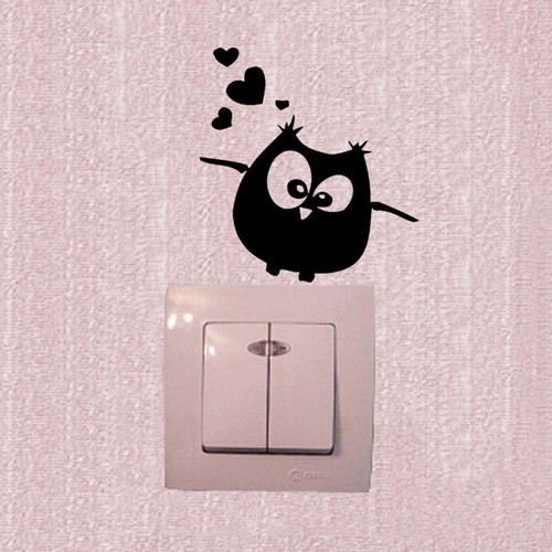 Cartoon Owl Switch Vinyl Sticker Owl Wall Stickers for Kids Room Home Decor PVCA