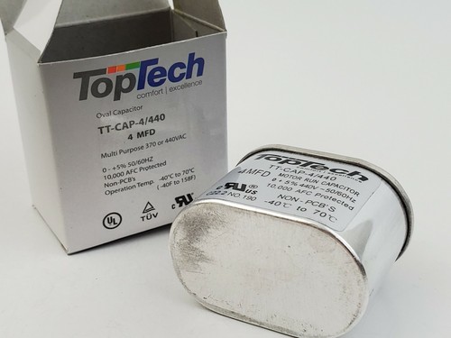 TopTech TT-CAP-4//440 Oval Capacitor 4 MFD 370 or 440 VAC