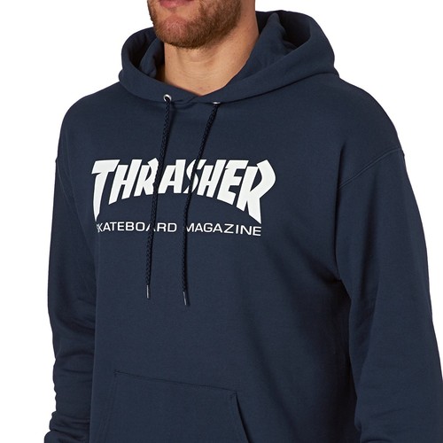 Thrasher SKATE MAG HOODIE Navy Blue White Graphic Pullover Men/'s Sweatshirt