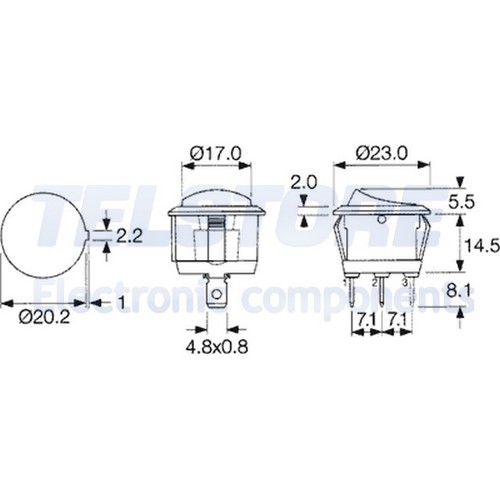 -OFF- ON 1pcs Commutatore ROCKER 1 posizione SP3T ON 6A//250VAC 20A//12VDC TELS