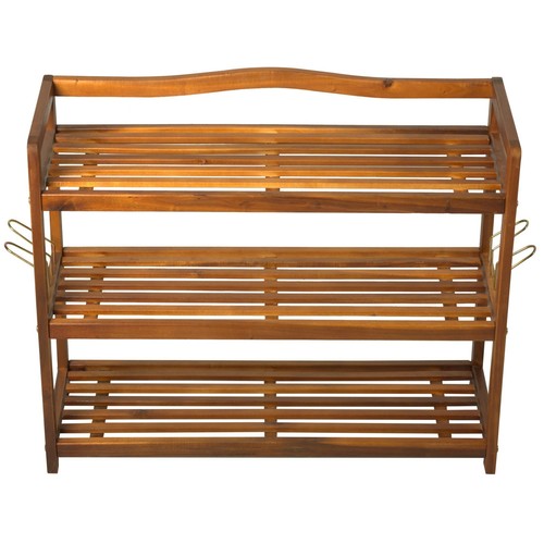 Solide étagère à chaussures 3 Niveaux Stockage Étagère Organisateur Chaussures Tidy bois vin dans