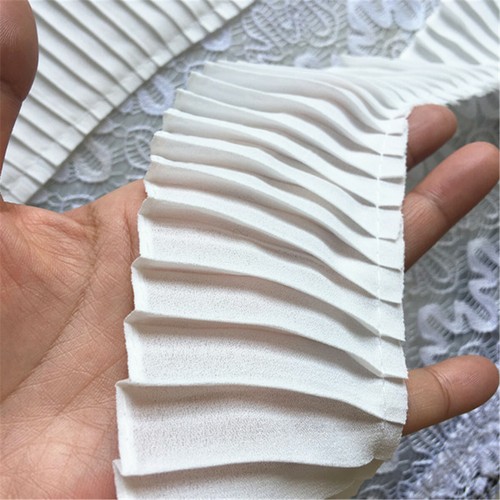 1M Falten Spitzenborte band Chiffon gekräuselten Kleidungsstück Rock Saum Stoff