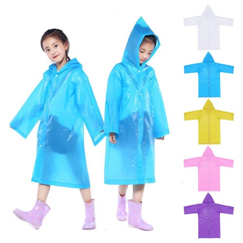 2PCS Kids Portable Reusable Raincoats Children Rain Ponchos 6-12 Years Old