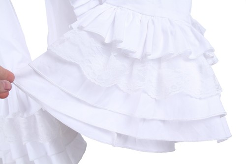 Medieval Renaissance Gothic Lolita Black White Flared Sleeves Blouses Shirt Top