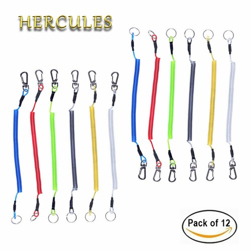 Retractable Safety Fishing Lanyard Secure Ropes Grips Keys Whistle Coiled Wire
