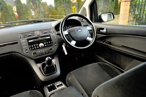 Real Negro Italiano De Cuero Azul Stitch Gear Polaina Ford Focus C-Max 2003-08 Nuevo