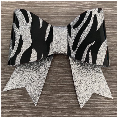 4/" Black And Silver Glitter hair bow on a Clip
