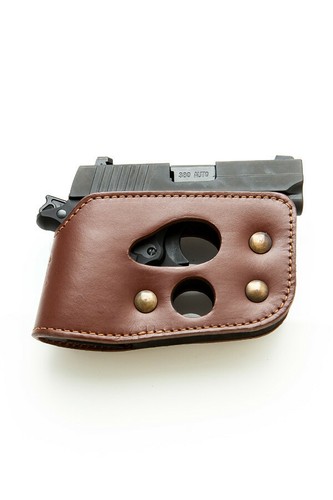 BLACK OR BROWN SHOOT THRU POCKET LEATHER HOLSTER FOR KAHR P380