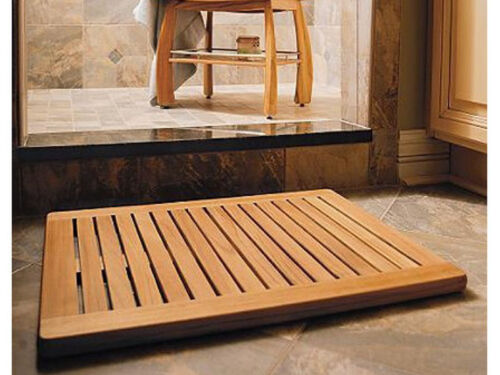 TEAK WOOD RECTANGLE DOOR SHOWER SPA BATHROOM FLOOR MAT INDOOR OUTDOOR 24/" x 18/"