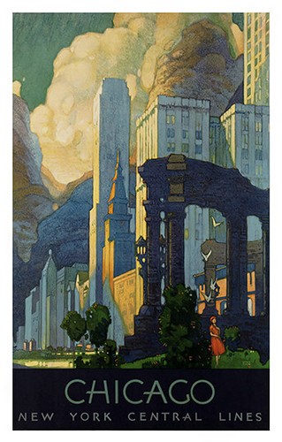 Chicago Vintage Travel Poster reproduction