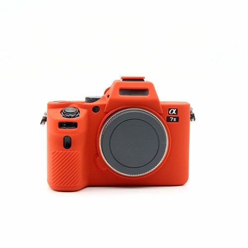 Piel suave de silicona protector la cámara caso bolsa para Sony Alpha A7 Mark II A72 Rojo