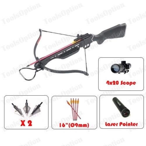 150lbs Hunting Crossbow 8 Arrows Scope Laser Broadheads