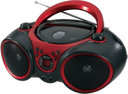 JENSEN CD-490 Portable Stereo CD Player with AM//FM Radio and Aux Line-In Red...