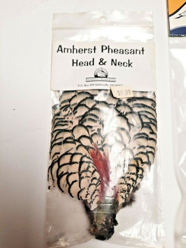 Details about / One Amherst Pheasant Head Neck Cape Classic Salmon Hackle Fly Tying Feathers